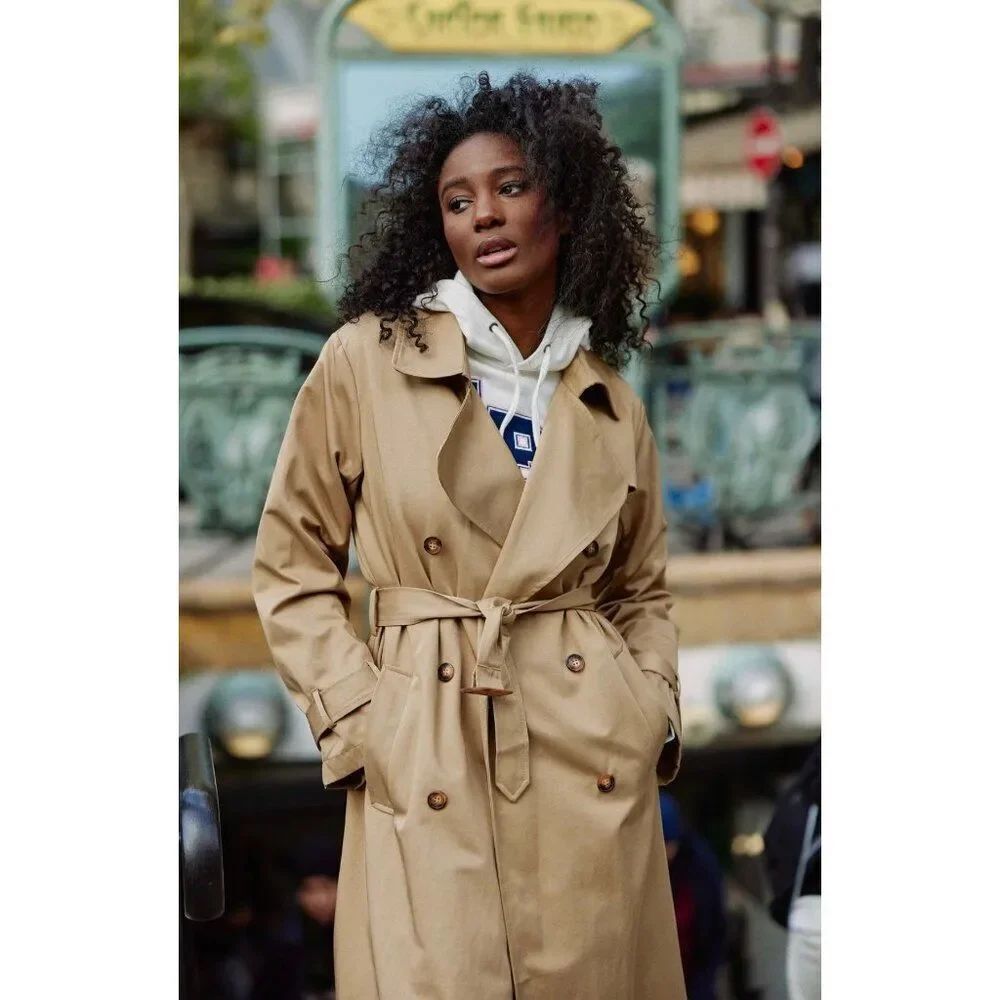 Jones New York Women’s Tan Double Breasted Trench Coat Size M